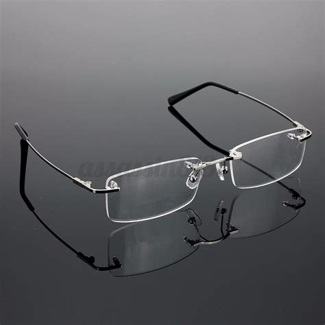 Unisex Rimless Glasses Lightest Rx Optical Eyeglasses Memory Titanium Spectacles Ebay
