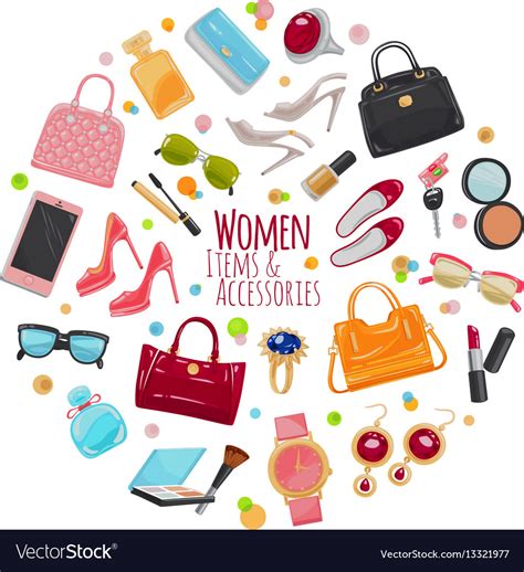 Collection Of Fashion Accessories Women Things Vector Image