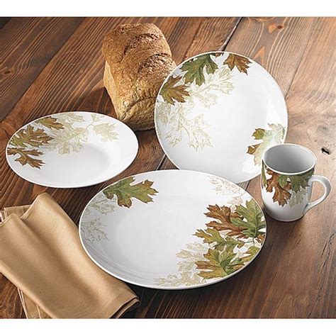 Fall Leaves 16 Piece Dinnerware Set