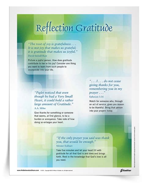 Reflection On Gratitude Handout Download Sadlier Religion