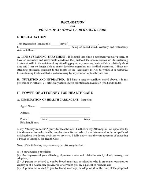 Living Will Form Free Printable Legal Forms