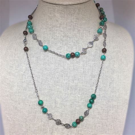 Turquoise Necklace Gemstone Chain Beaded Chain December Birthstone