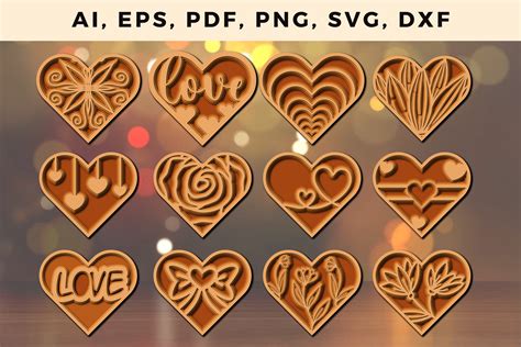 12 Designs Hearts Svg Bundle Heart Laser Svg Cut Files Art