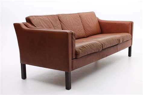 Chestnut Brown Leather Sofa Danish Mid Century Modern At 1stdibs