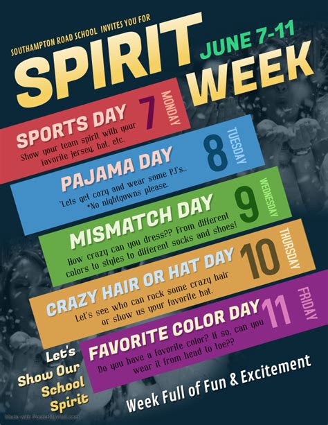 Srs Spirit Week June 7 11 Southampton Road Elementary School