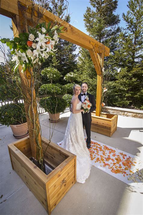 Garden Terrace Ceremony With Wooden Arch Wooden Wedding Arches