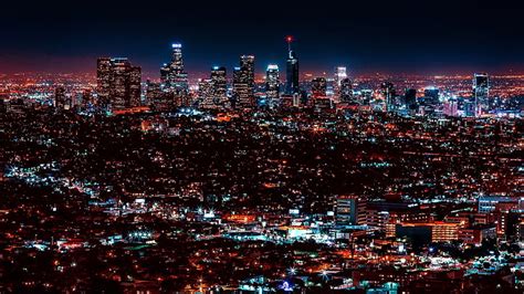 Los Angeles Skyline Night Panoramic