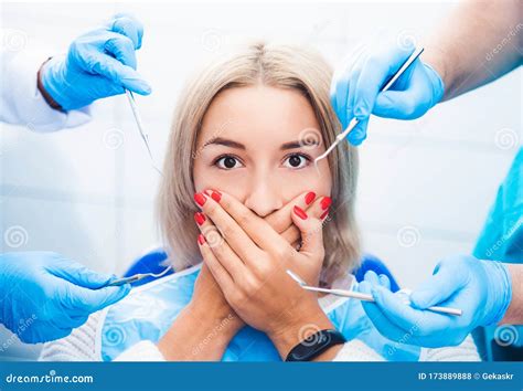 Scared Girl In Dentistry Stock Photo Image Of Holding 173889888