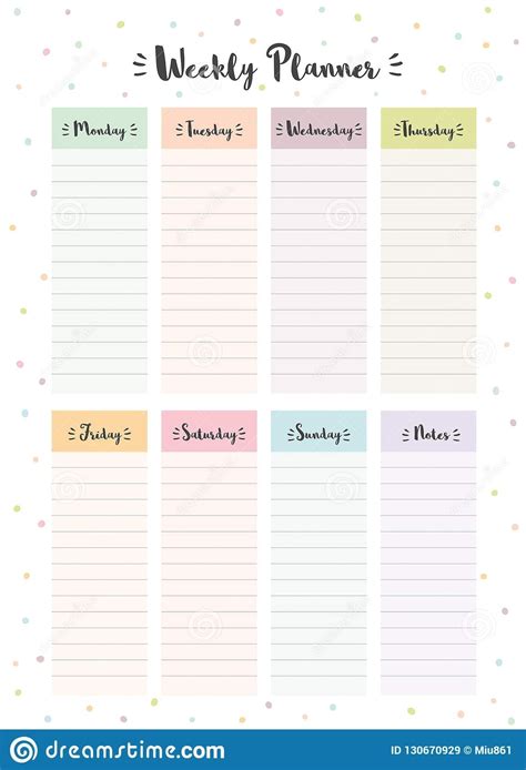 Colorful Weekly Calendar Printable Calendar Template 2023