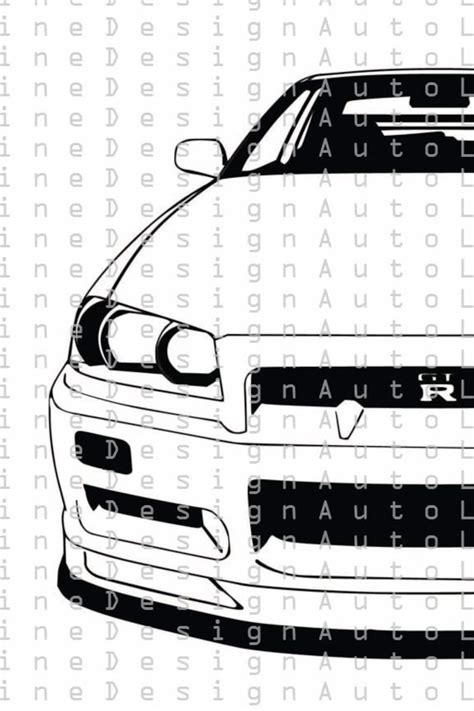 Nissan Skyline Gt R R34 Nismo Svg Pdf Dxf Eps Png Illustration Etsy