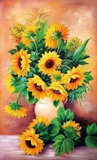 451 Best Flower Paintings Images In 2020 Flower Art Sunflower Art