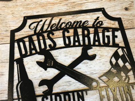 Dads Garage Metal Sign Custom Garage Sign Custom Automotive Etsy