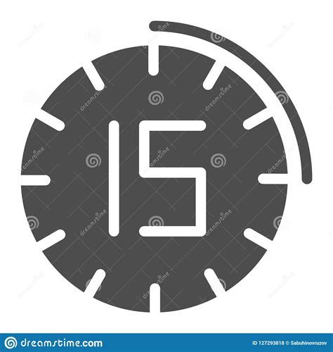 Fifteen Minutes Watch Solid Icon. 15 Minutes Time Vector 