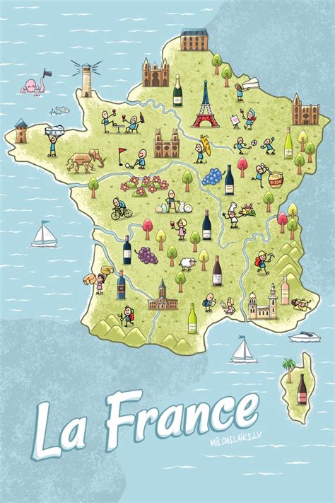 Illustrated Map Of France Illustrated Map France Map Map