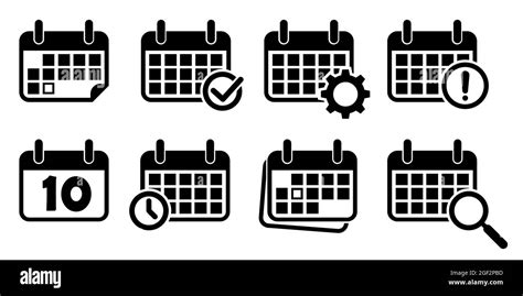 Calendar Vector Icons Set Of Calendar Symbols On White Background