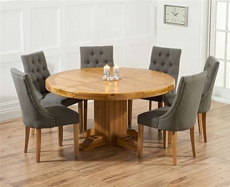 Torino 150cm Solid Oak Round Pedestal Dining Table With Pacific Fabric