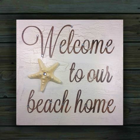 Beach Decor Beach House Welcome Sign With Starfish