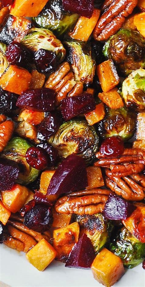 Holidays Roasted Butternut Squash Brussels Sprouts Beets Pecans
