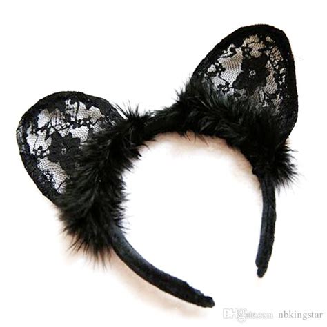 2020 Black Feathers Lace Cat Fox Ears Headbands Sexy Dance Party