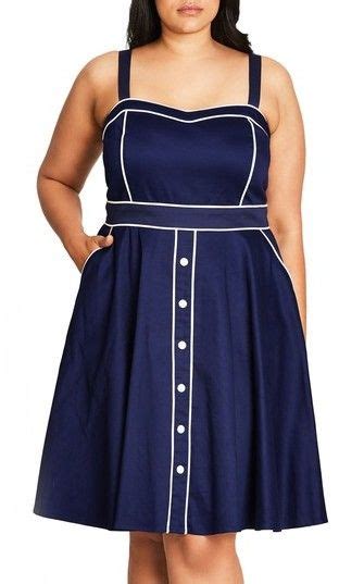 City Chic Plus Size Women S Darling Contrast Piped Fit And Flare Sundress Plus Size Sundress