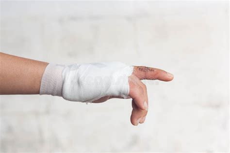 White Medicine Bandage On Injury Hand Stock Photo Image Of Human