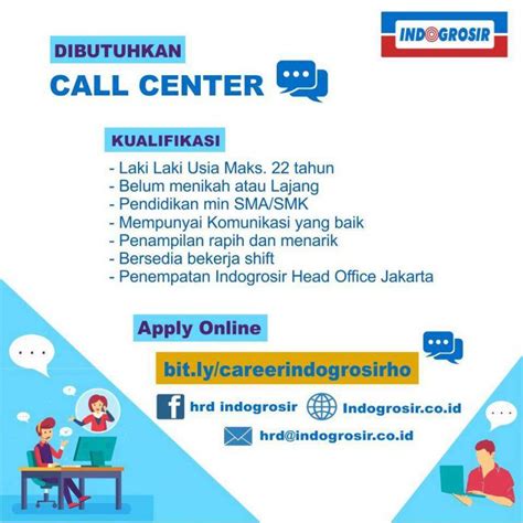 Berpengalaman dengan fresh product lebih diutamakan mampu membuat laporan dan analisa kerja Lowongan Kerja Call Center di Indogrosir - JakartaKerja