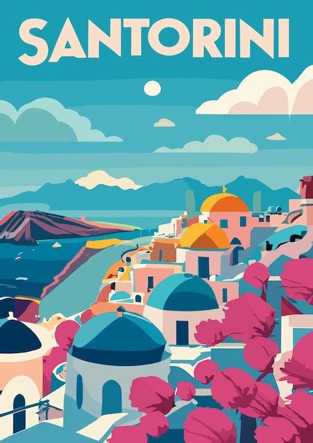 Premium Vector Travel Poster Of Santorini