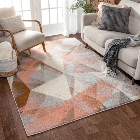 Well Woven Barra Blush Pink Multi Color Modern Geometric Triangle