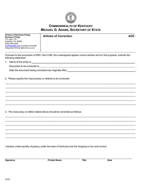 Form Aoc Fill Out Sign Online And Download Fillable Pdf Kentucky