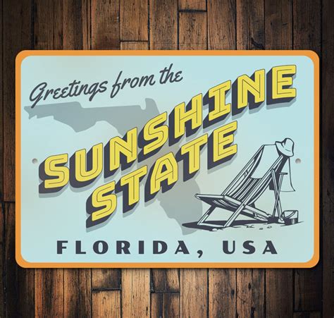 Sunshine State Sun State Sign Florida Decor Sunny Weather Etsy