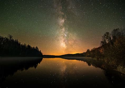 Wallpaper Sunlight Landscape Forest Night Galaxy Lake