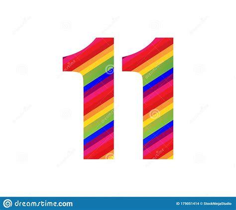 11 Number Rainbow Style Numeral Digit. Colorful Number Vector ...