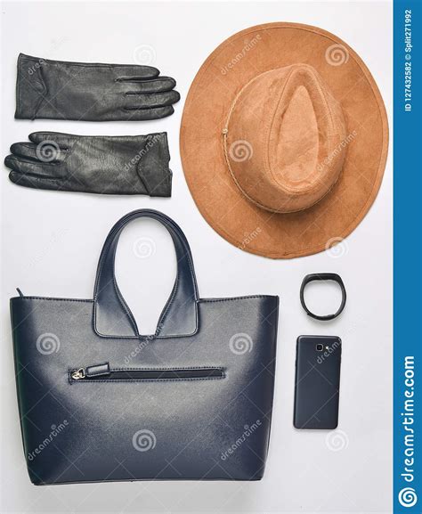 Female Accessories And Gadgets On A White Background Bag