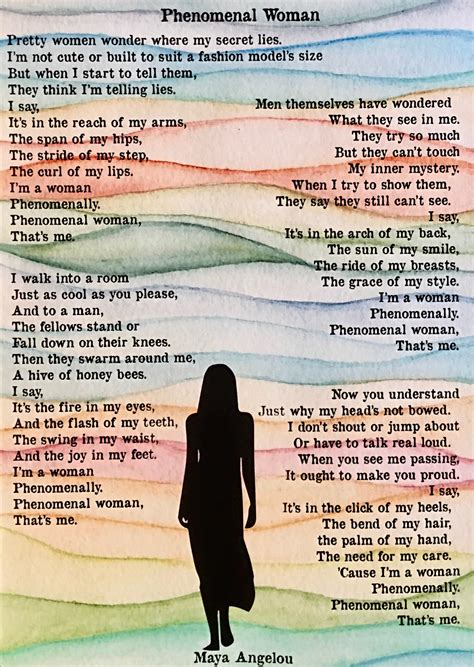 Phenomenal Woman Poem By Maya Angelou Unframed A Print Etsy Uk