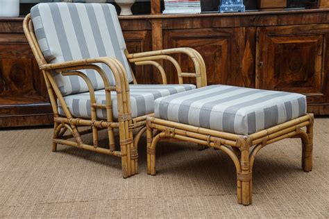 Every graceful curve of our sorrel rattan chair and ottoman is steam bent and woven by hand of strong, natural rattan. Vintage Rattan Ottoman at 1stdibs