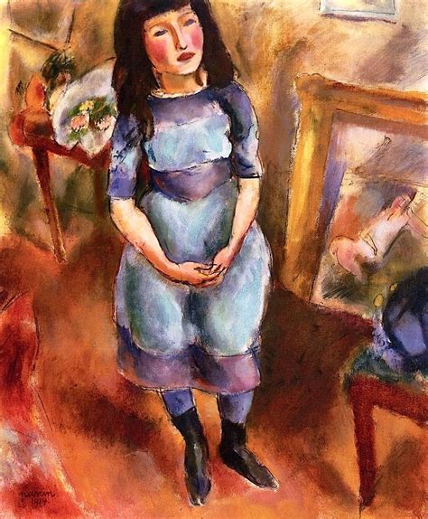 Standing Girl In Blue Dress Jules Pascin 1914
