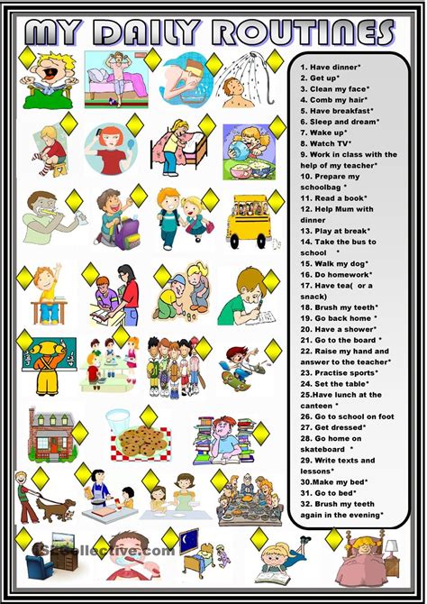 Daily Routines Esl Vocabulary Matching Exercise Worksheets Worksheets