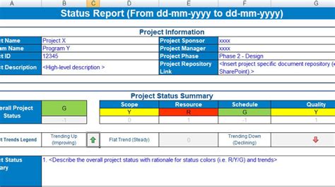 Free Project Status Report Template