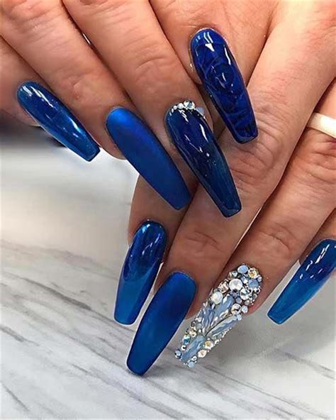40 Gorgeous Dark Blue Coffin Nail Designs You Must Try This Winter Page 7 Of 40 Cute Hostess