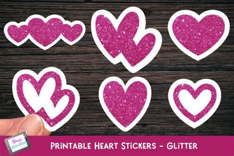 Heart Stickers Glitter Hearts Graphic By Stacysdigitaldesigns