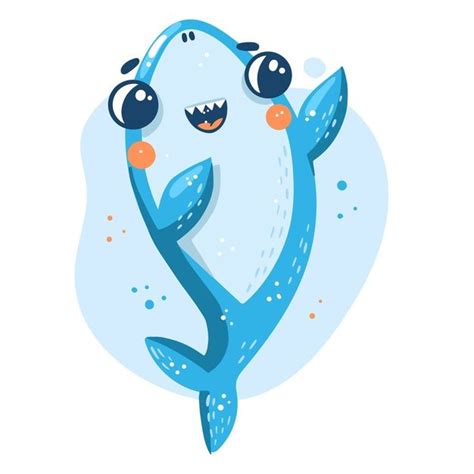 Cute Baby Shark In Cartoon Style Design Shark Illustration Baby