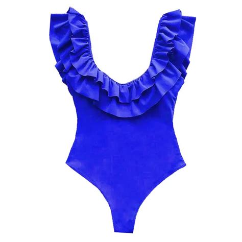 Buy Sexy Ruffle Swimwear One Piece Swimsuit Women 2019 Trikini Scoop Neck