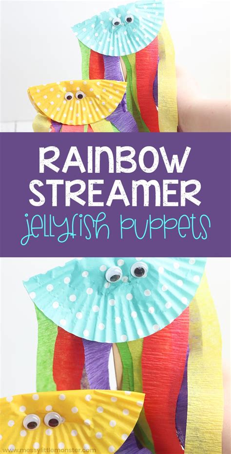 Cupcake Liner Jellyfish Craft Jellyfish Puppets Jellyfish Craft
