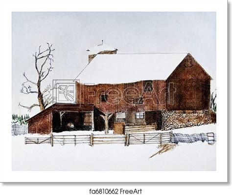Old Barn In Winter Paper Print Art Print From Winter