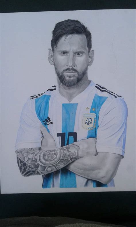 Dibujo De Leo Messi Con L Pices De Gr Fito Y De Color Fabercastell