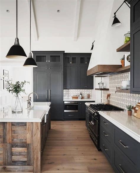 Gray Cabinet Color Farmhouse Kitchen Design Cottage Style Kitchen