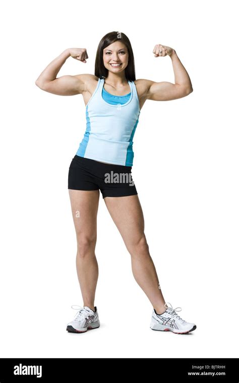 Strong Woman Muscles Flexing Flex Cut Out Stock Images And Pictures Alamy