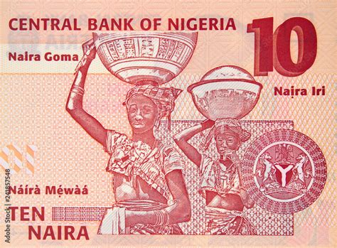 Nigeria Naira Banknote Fula People Nigerian Money Currency Close Up Africa Economy Stock