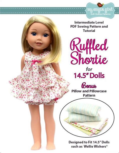My Angie Girl Ruffled Shortie Set Doll Clothes Pattern 145 Inch Welliewishers Dolls