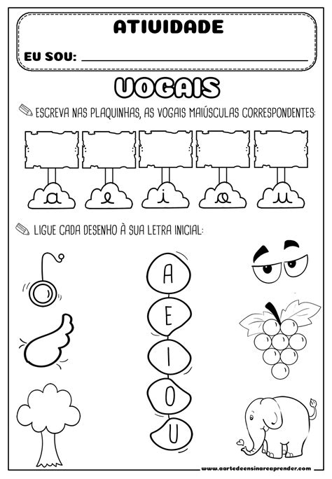 Atividades Educativas De Português Para Trabalhar Vogais Para Imprimir